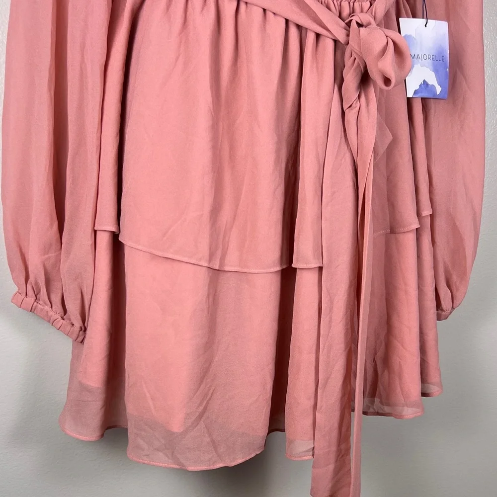 Revolve MAJORELLE Berkshire Mini Dress Chiffon Fully Lined Blush Pink Size Small